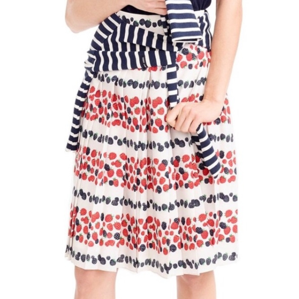 J.Crew berry Print pleated Skirt